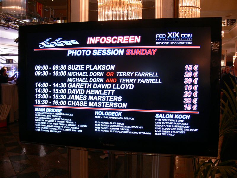 The Infoscreen listing the events